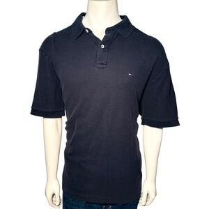 Y2K Tommy Hilfiger Polo Shirt Mens XXL Black Excellent Short Sleeve Cotton Logo